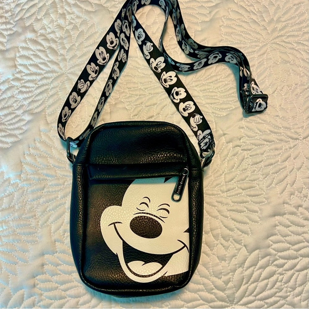 Used Once Buckle-Down Mickey Mouse Disney Black Crossbody Bag